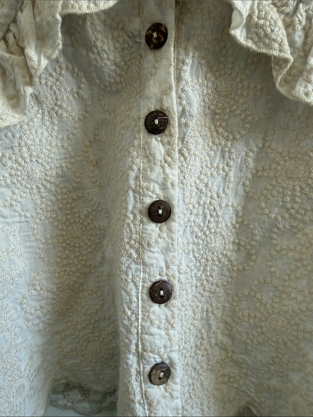 Jaded Gypsy Ivory Textured Ruffle Button-Up crop jacket - Picture 5 of 8